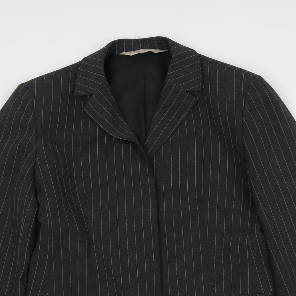 Woolworths Womens Grey Pinstripe Viscose Jacket Suit Jacket Size 8