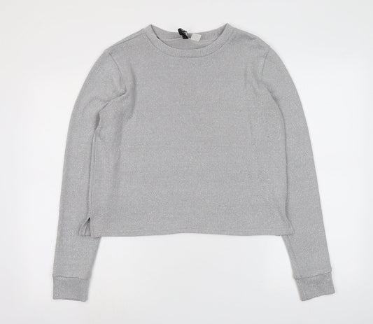 H&M Womens Grey Round Neck Polyester Pullover Jumper Size S