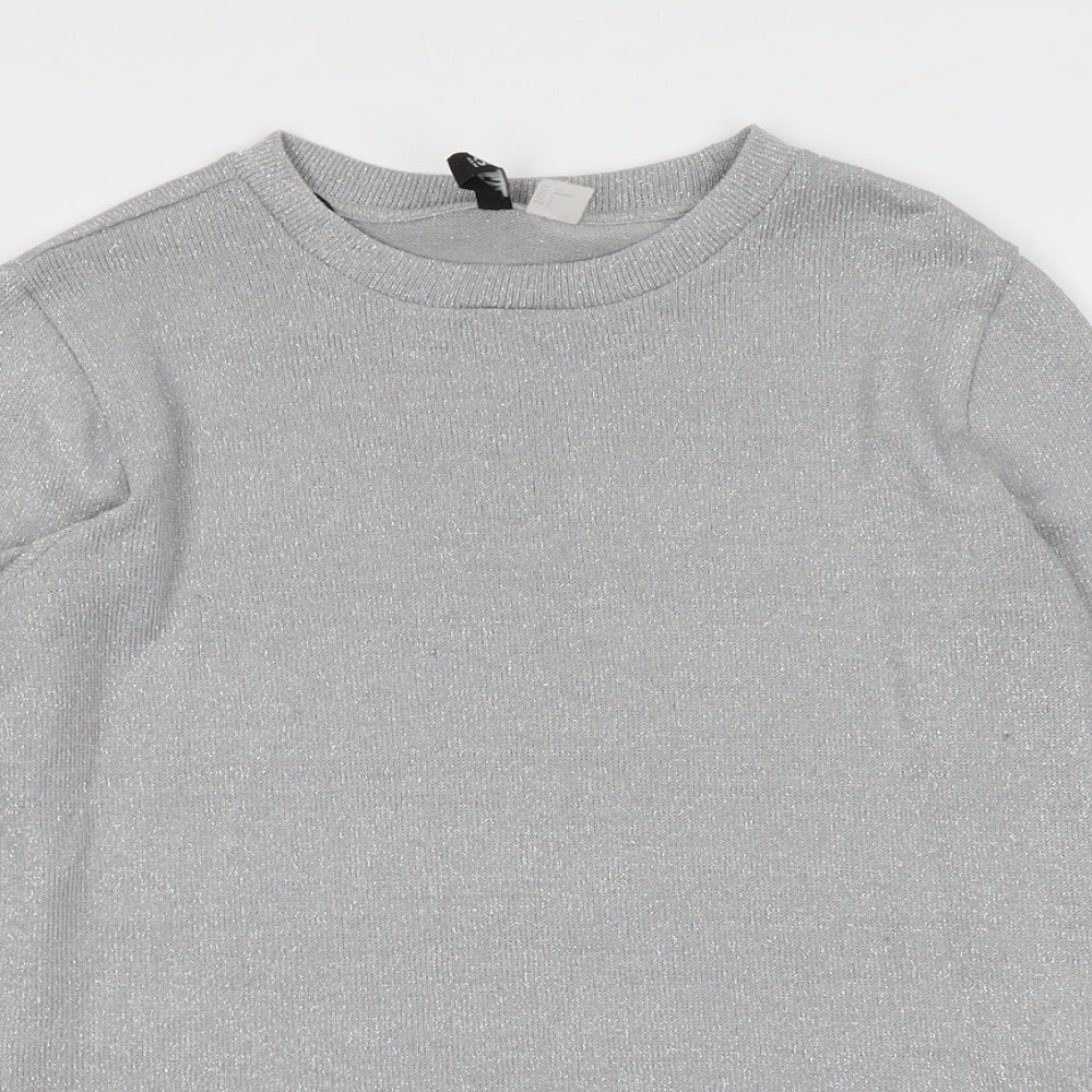 H&M Womens Grey Round Neck Polyester Pullover Jumper Size S