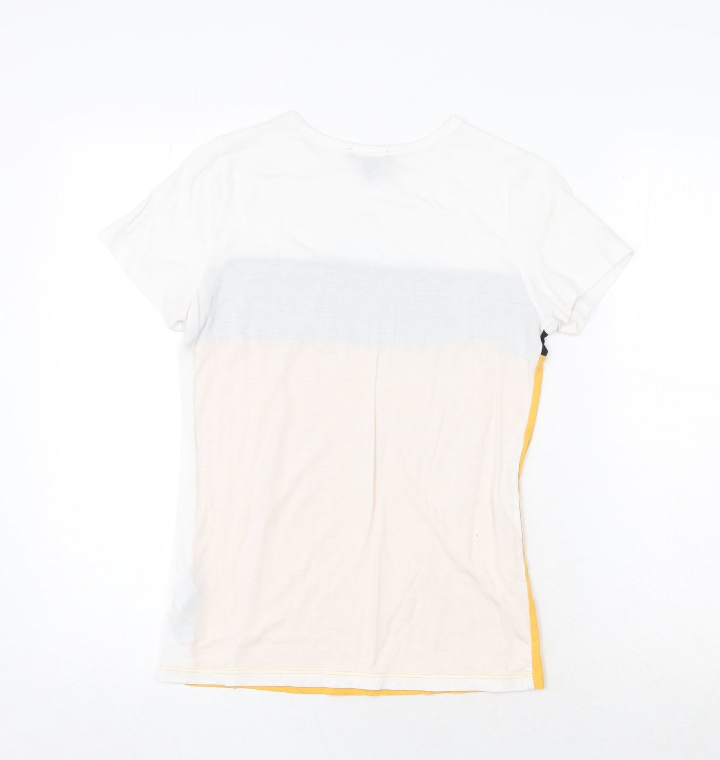 New Look Womens Multicoloured Geometric Cotton Basic T-Shirt Size 6 Round Neck
