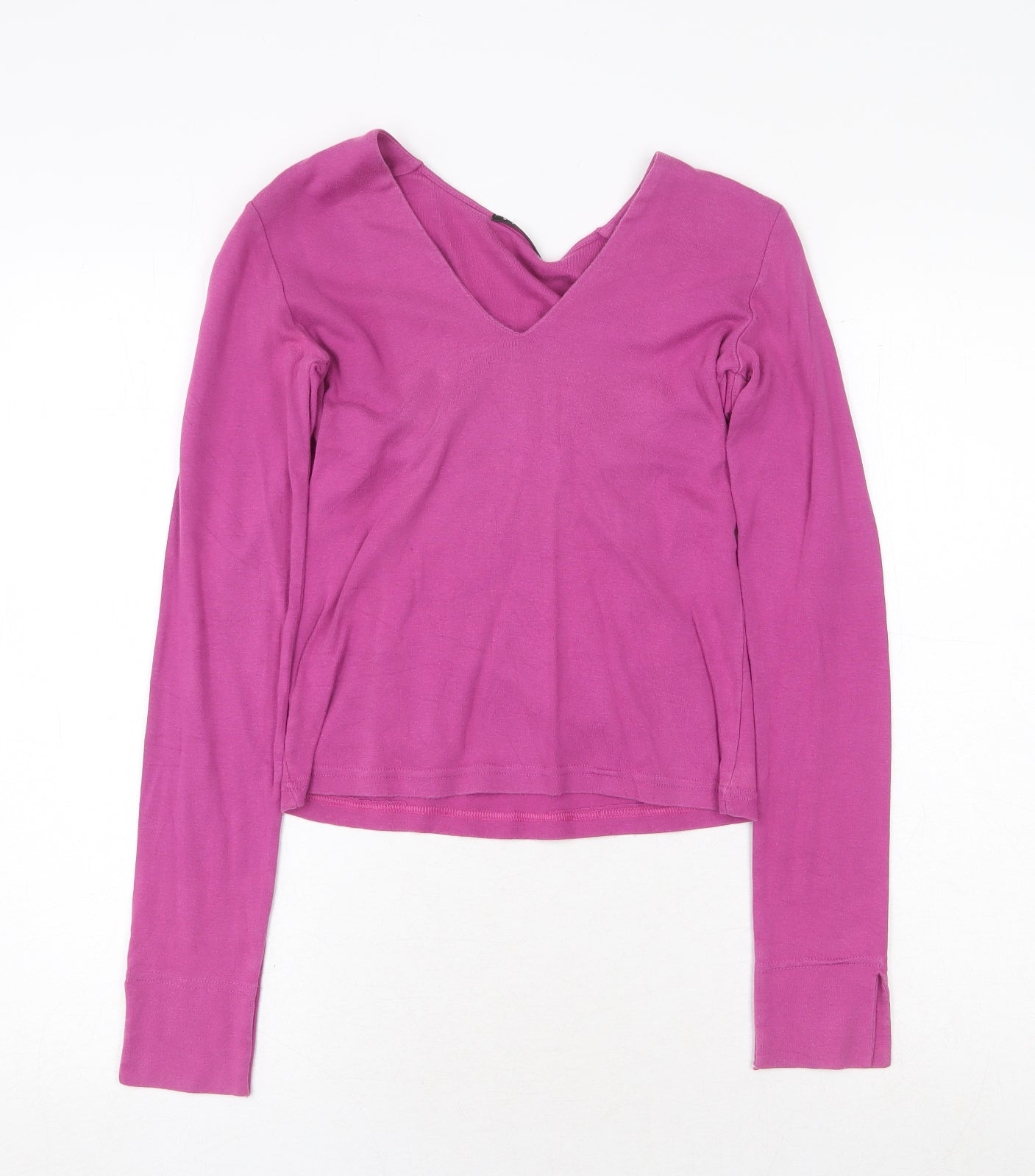 Sisley Womens Purple V-Neck Cotton Pullover Jumper Size M