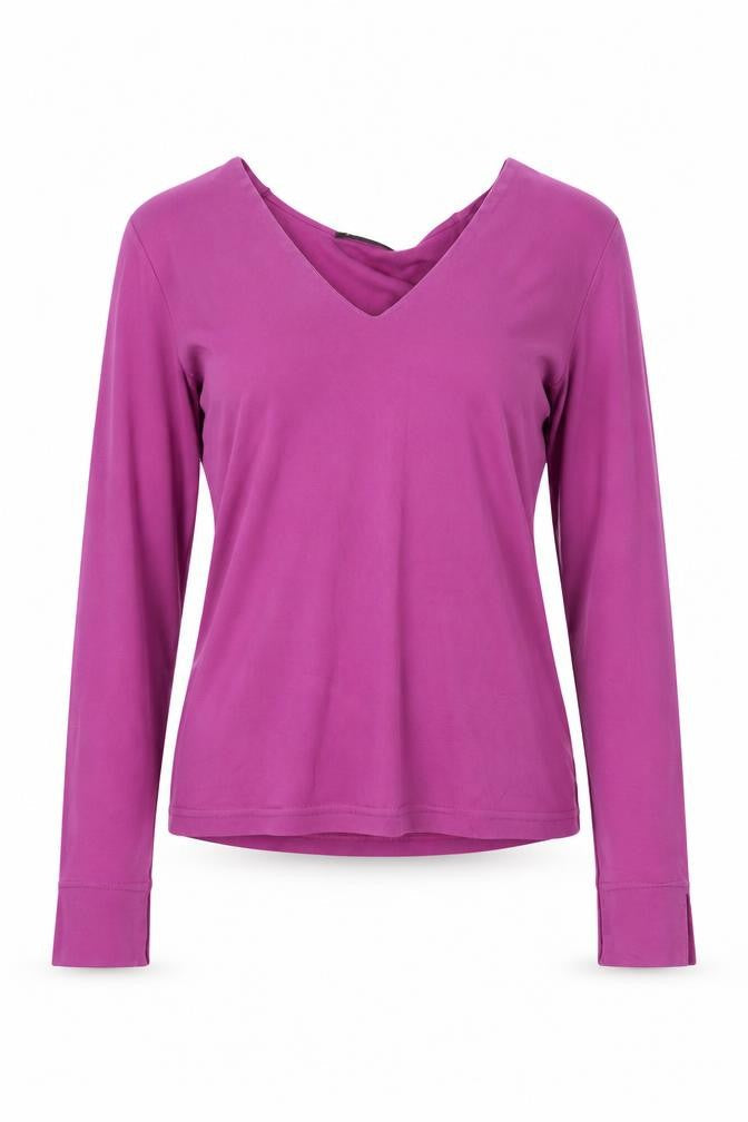 Sisley Womens Purple V-Neck Cotton Pullover Jumper Size M
