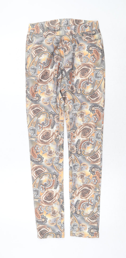 Elegants Deluxe Womens Multicoloured Geometric Cotton Skinny Jeans Size S Regular