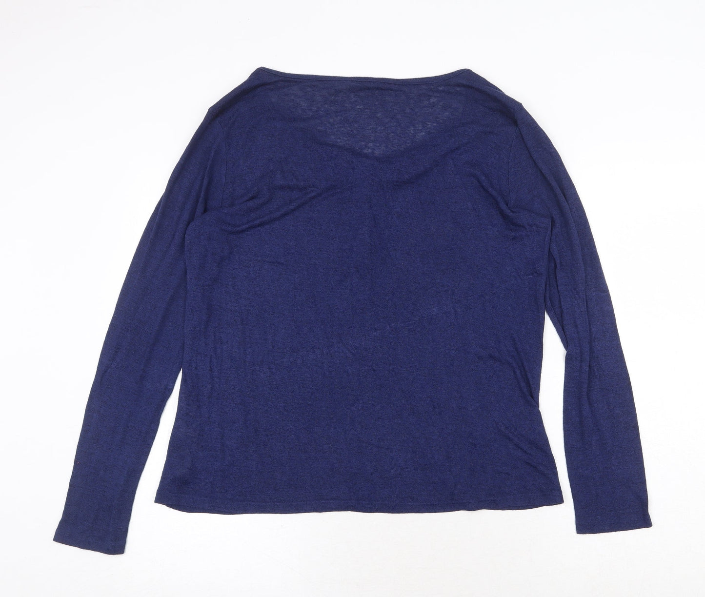 Springfield Womens Blue V-Neck Viscose Henley Jumper Size XL