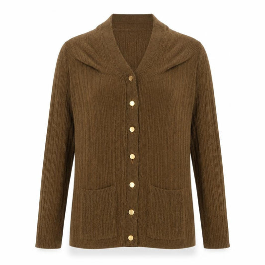 Contesa Womens Green V-Neck Nylon Cardigan Jumper Size 8