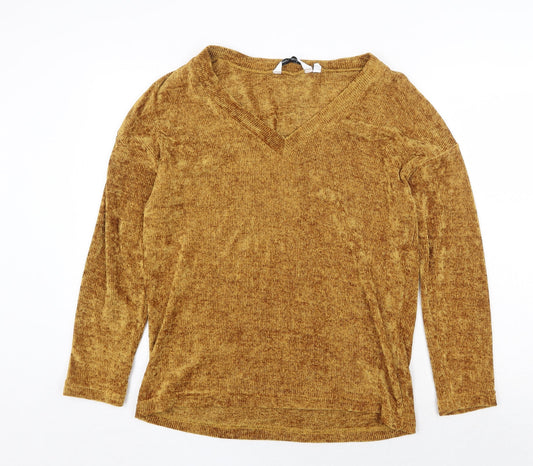 Capsule Womens Yellow Square Neck Polyester Pullover Jumper Size 12