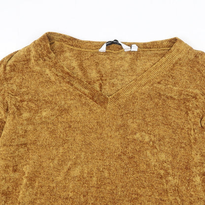 Capsule Womens Yellow Square Neck Polyester Pullover Jumper Size 12