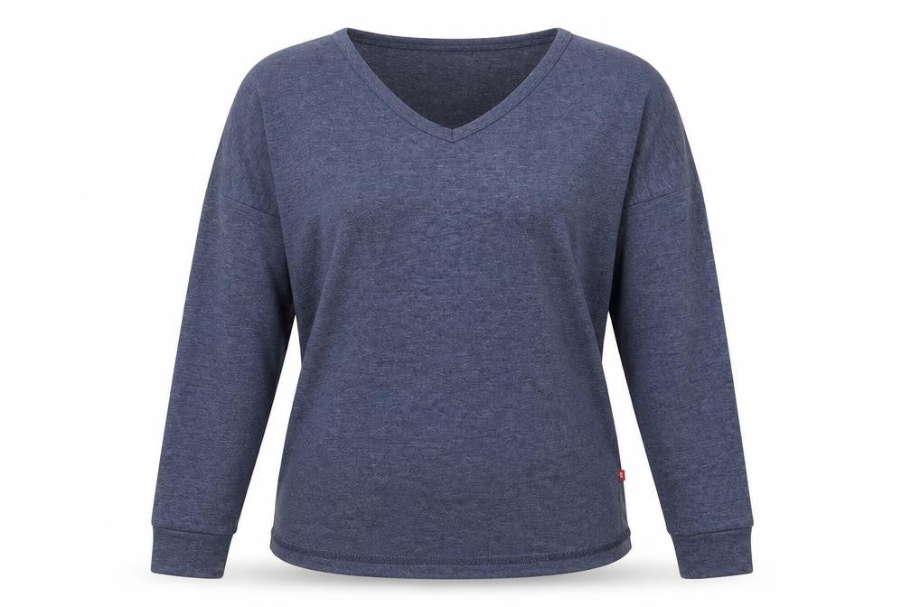 BIG STAR Womens Blue V-Neck Cotton Pullover Jumper Size S