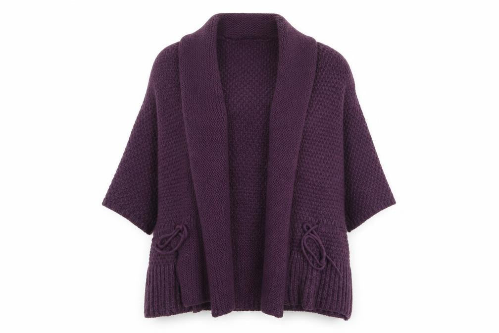 Warehouse Womens Purple V-Neck Acrylic Cardigan Jumper Size 14
