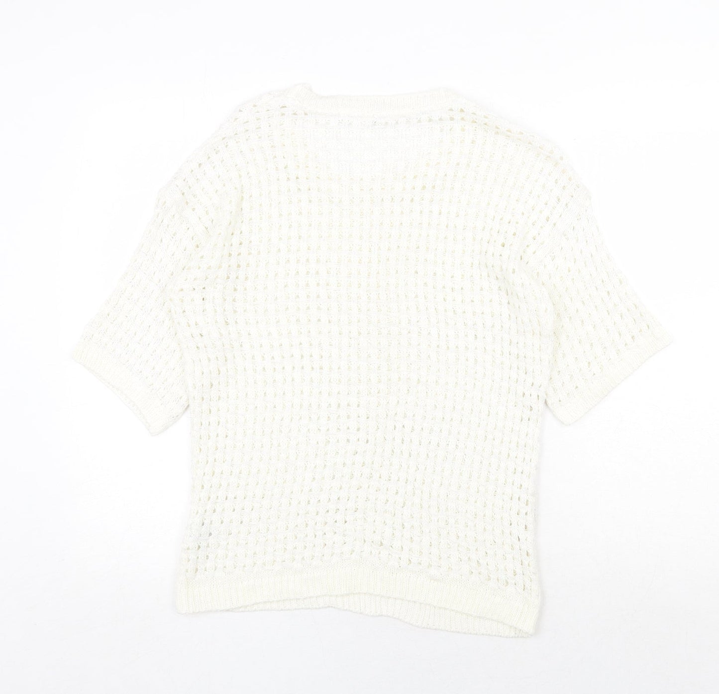 River Island Womens White Scoop Neck Acrylic Pullover Jumper Size 10