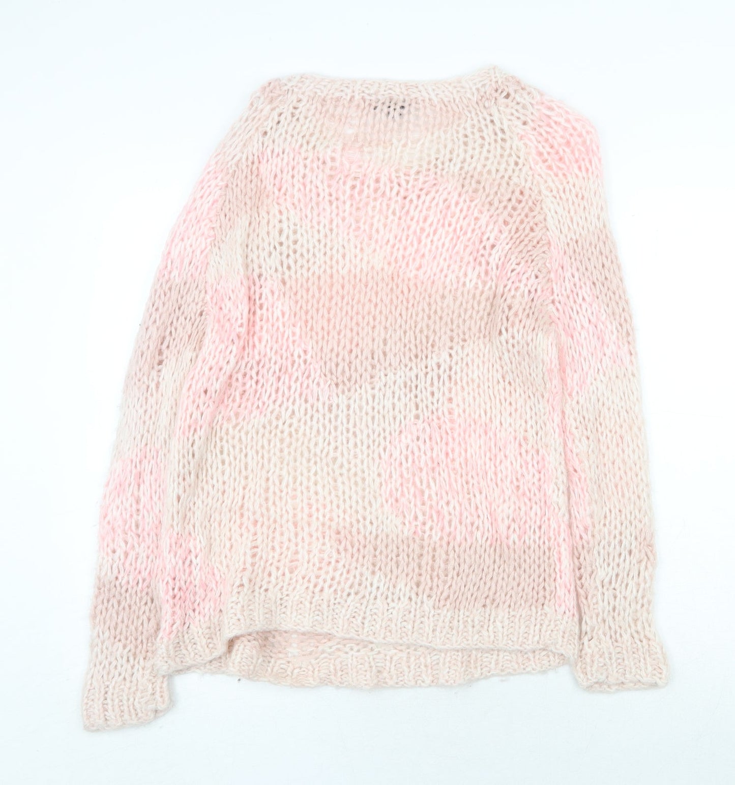 Topshop Womens Pink Round Neck Acrylic Pullover Jumper Size 8