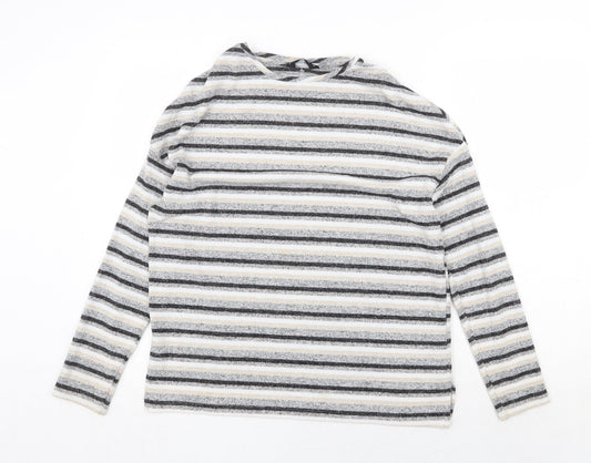 Dorothy Perkins Womens Grey Round Neck Striped Polyester Pullover Jumper Size 8