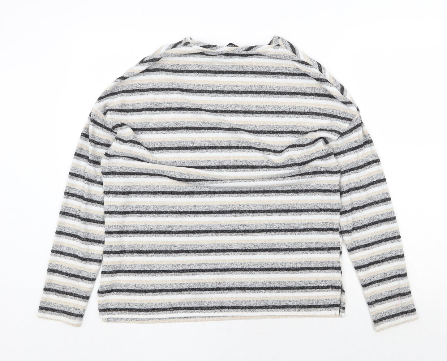 Dorothy Perkins Womens Grey Round Neck Striped Polyester Pullover Jumper Size 8
