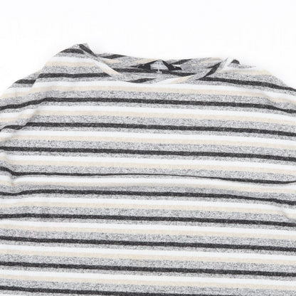 Dorothy Perkins Womens Grey Round Neck Striped Polyester Pullover Jumper Size 8