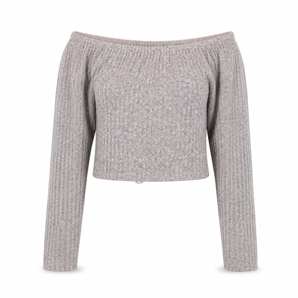 PRETTYLITTLETHING Womens Grey Boat Neck Polyester Pullover Jumper Size 10