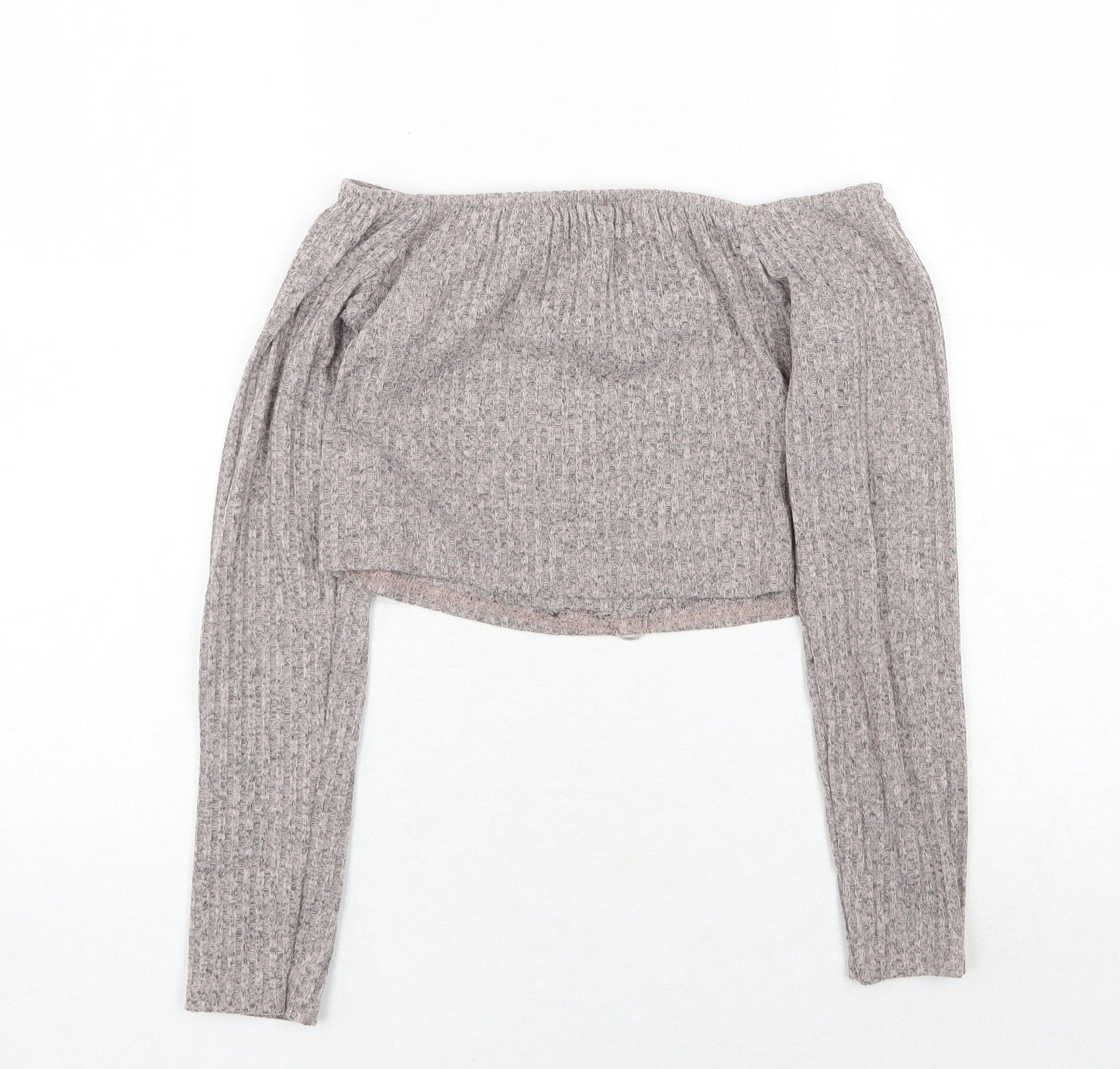 PRETTYLITTLETHING Womens Grey Boat Neck Polyester Pullover Jumper Size 10