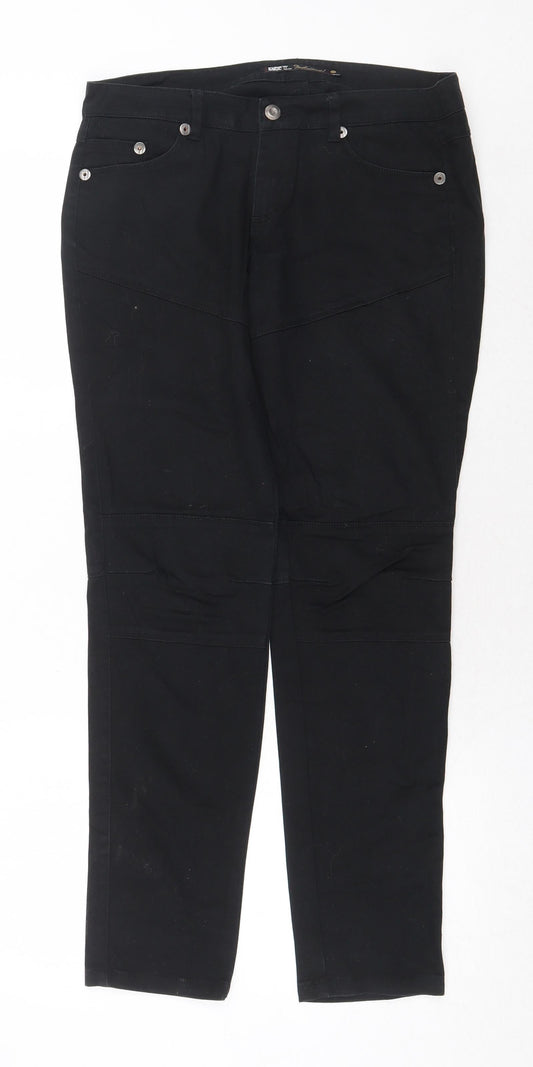 Funk'n Soul Womens Black Cotton Straight Jeans Size M Regular Zip