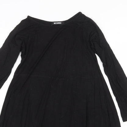 Preloved Missguided Womens Black Viscose Trapeze & Swing Size 8 Round Neck Pullover - Detail