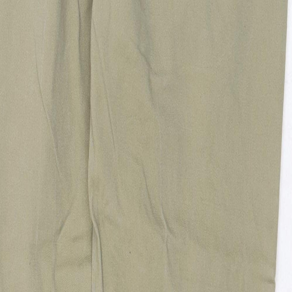Topman Mens Green Cotton Chino Trousers Size 32 in Regular Zip
