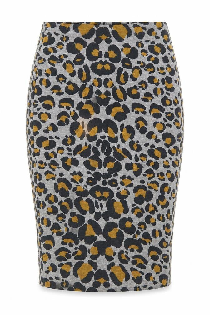 H&M Womens Grey Animal Print Polyester Bandage Skirt Size S Zip - Leopard Pattern
