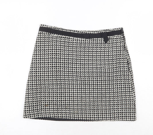 H&M Womens Grey Geometric Acrylic A-Line Skirt Size 8 Zip