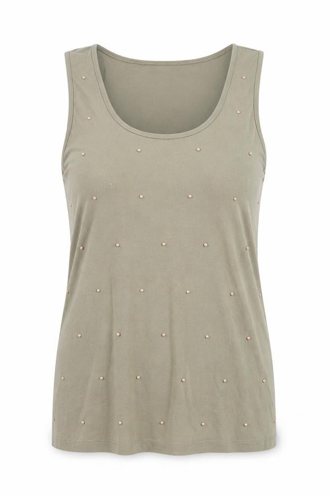 Marks & Spencer Womens Green 100% Cotton Basic Tank Size 12 Scoop Neck