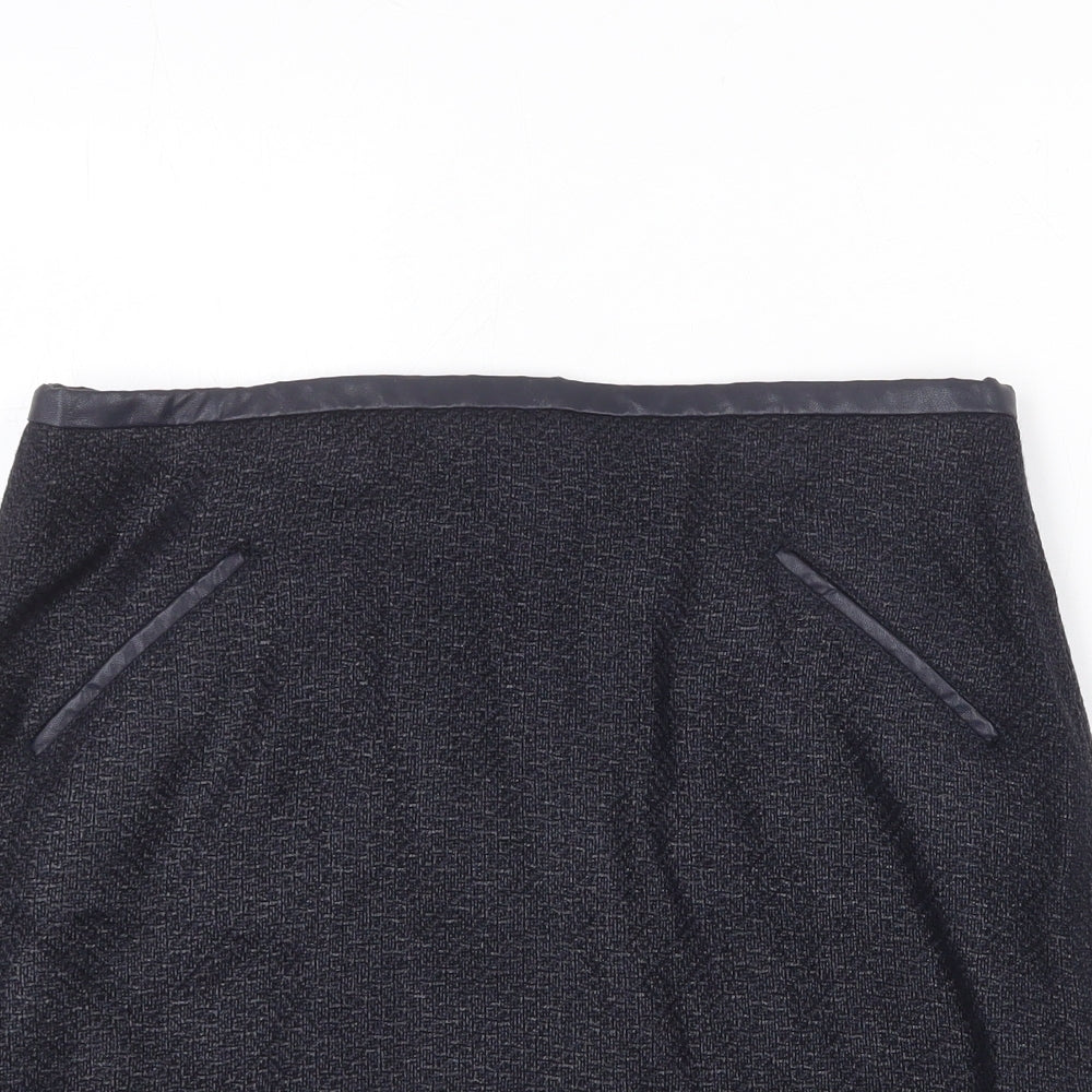 Marks and Spencer Womens Blue Acrylic A-Line Skirt Size 12 Zip