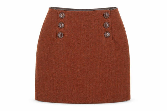 Ann Christine Womens Orange Wool A-Line Skirt Size 6 Zip