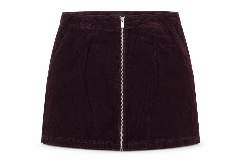 New Look Womens Purple Cotton A-Line Skirt Size 10 Zip