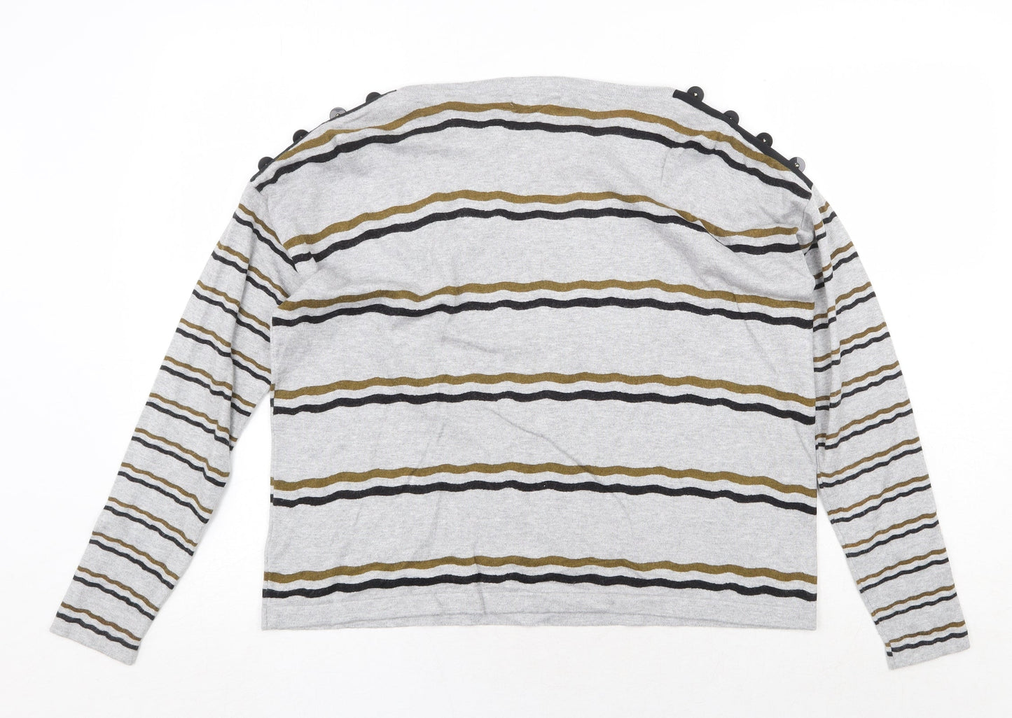 FOREVER 21 Womens Grey Striped Viscose Pullover Sweatshirt Size S Pullover