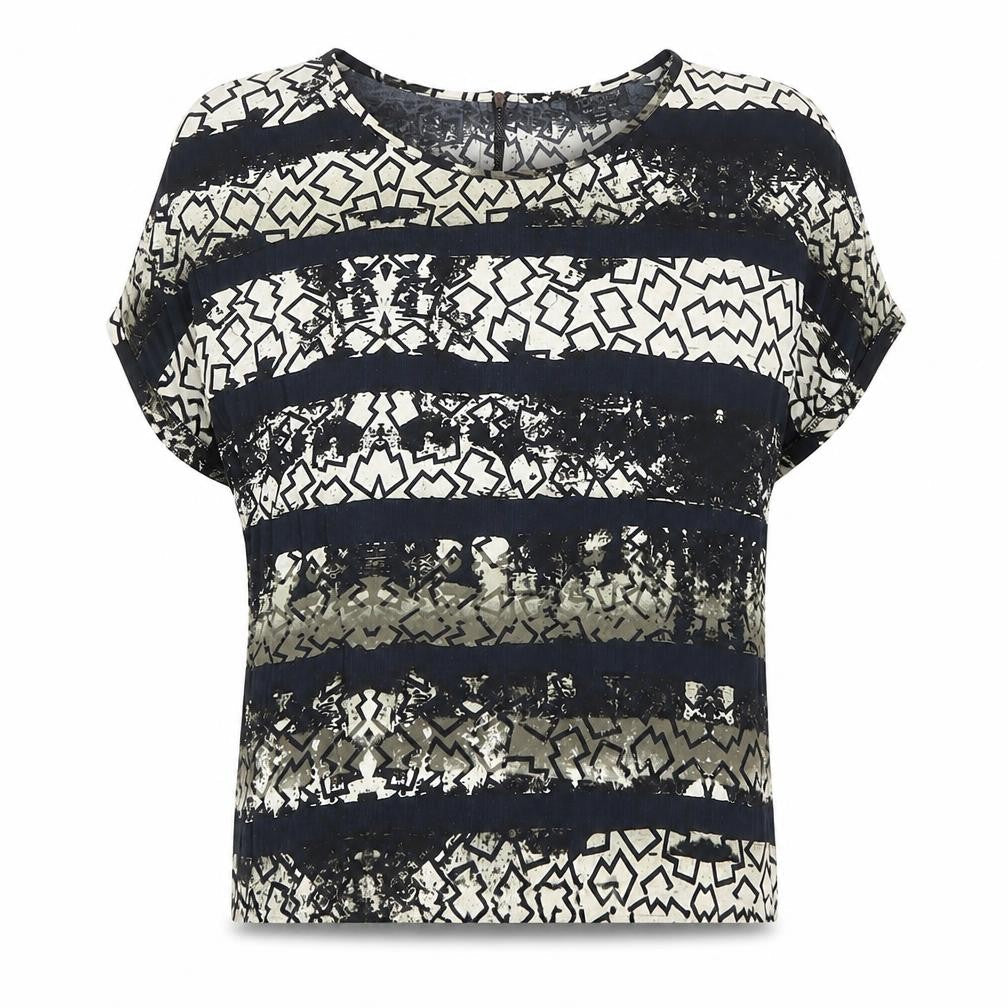 Topshop Womens Multicoloured Geometric Viscose Basic Blouse Size 10 Round Neck