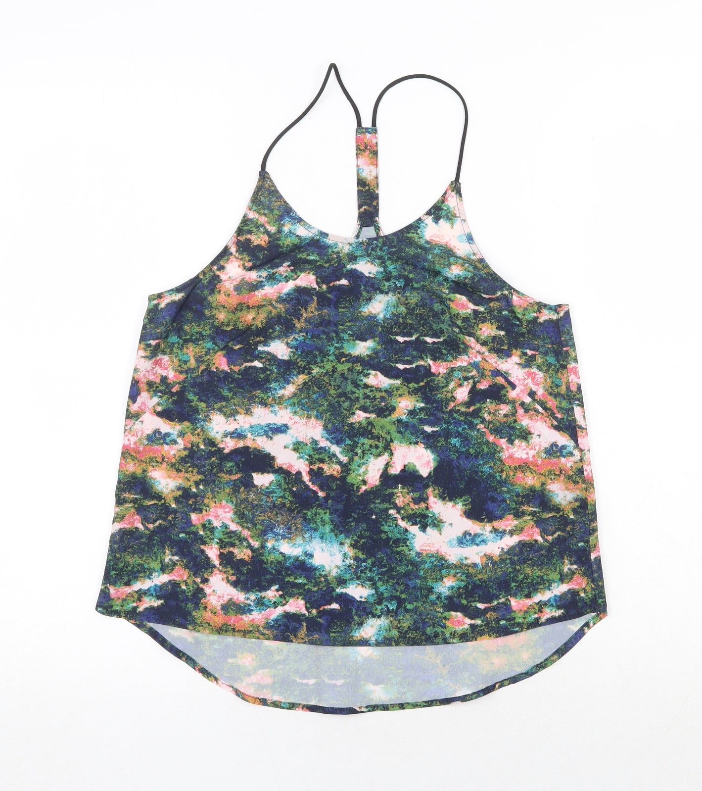 H&M Womens Multicoloured Geometric Polyester Basic Tank Size 6 Round Neck