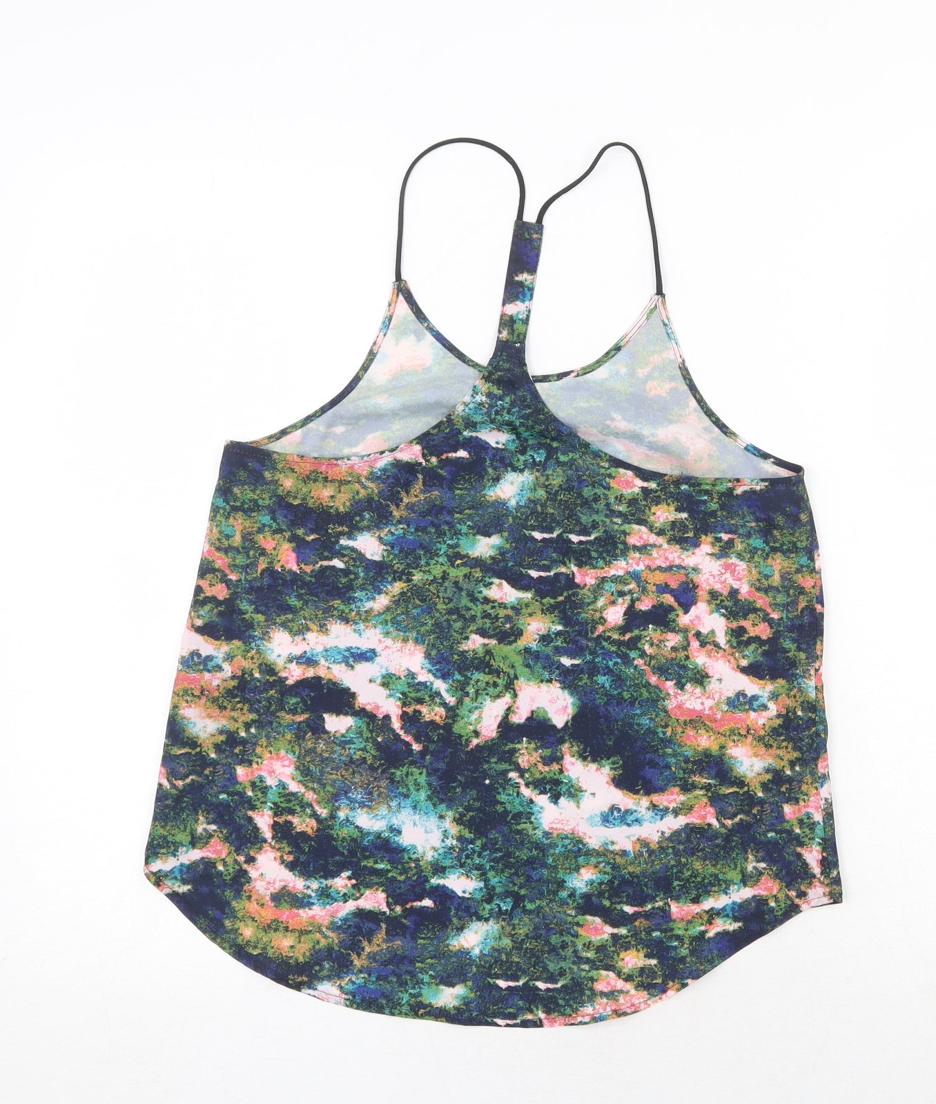 H&M Womens Multicoloured Geometric Polyester Basic Tank Size 6 Round Neck