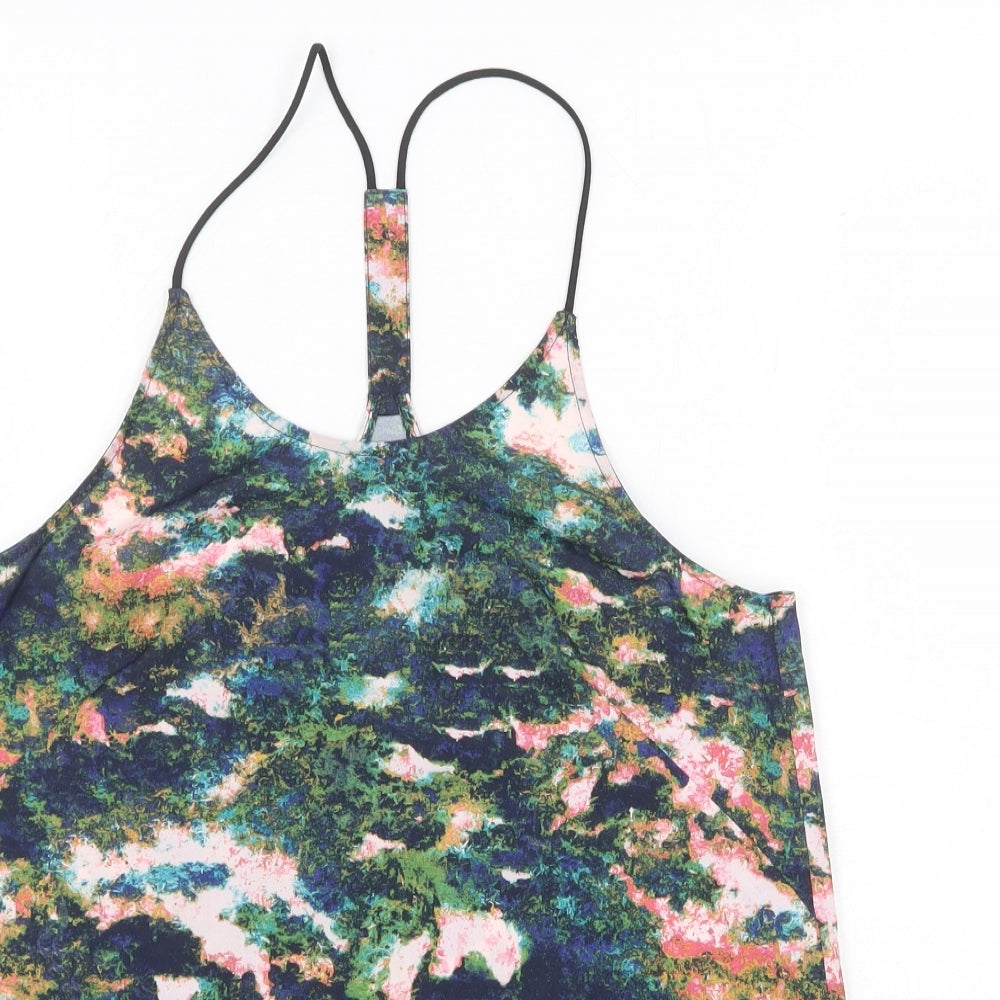 H&M Womens Multicoloured Geometric Polyester Basic Tank Size 6 Round Neck