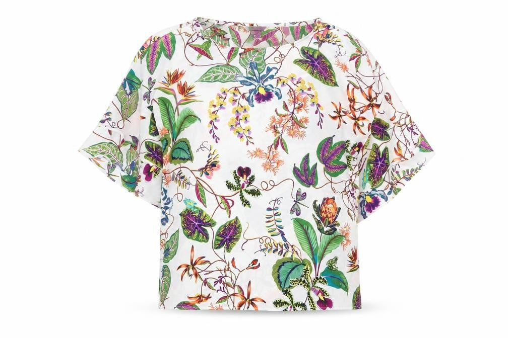 H&M Womens Multicoloured Floral Polyester Basic Blouse Size 6 Round Neck