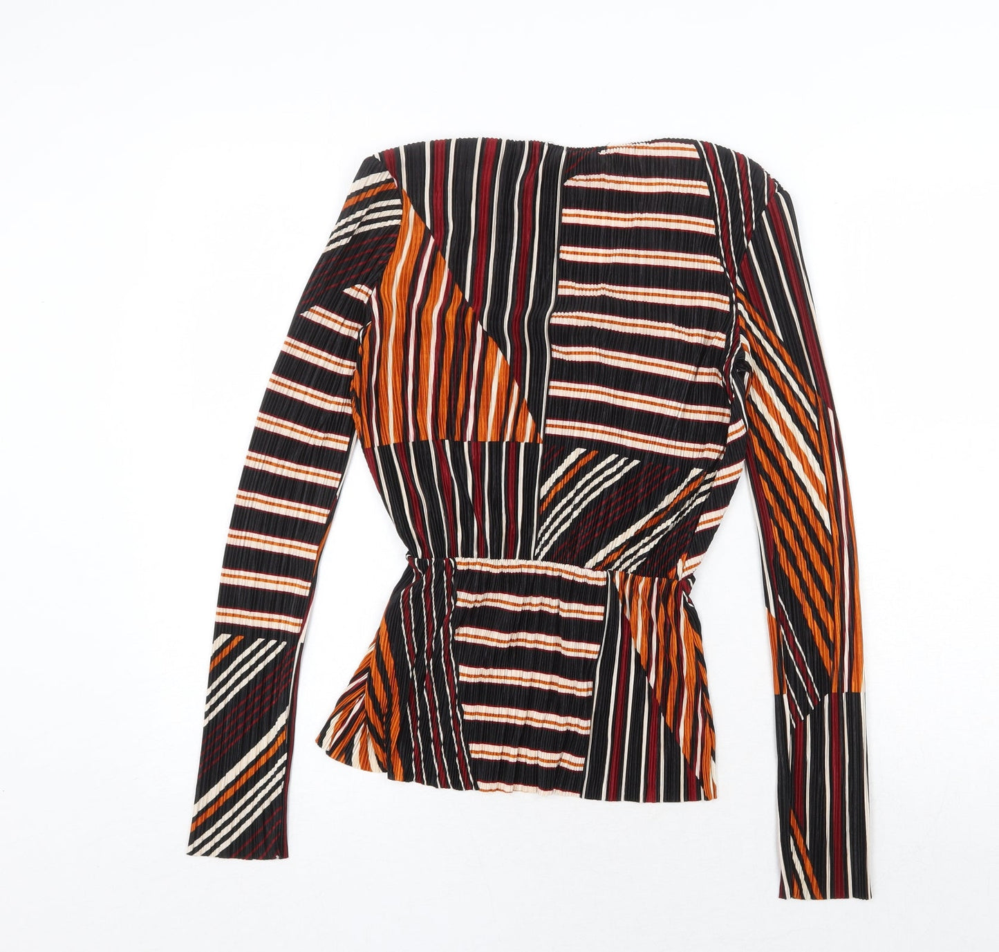 Pink Boutique Womens Multicoloured Striped Polyester Basic Blouse Size 6 V-Neck