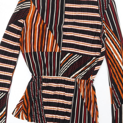 Pink Boutique Womens Multicoloured Striped Polyester Basic Blouse Size 6 V-Neck
