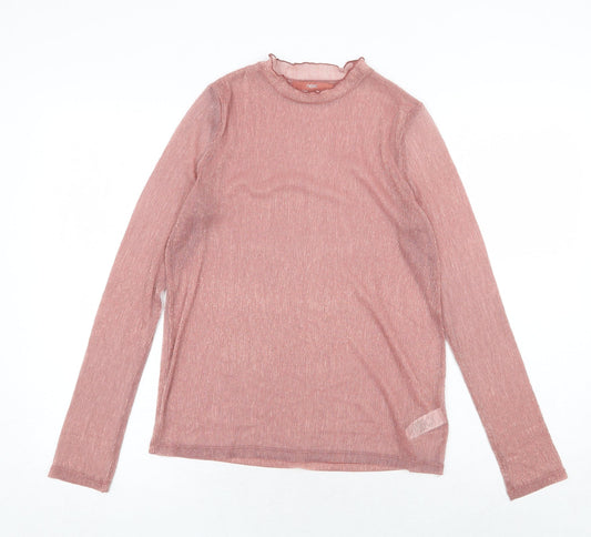 NEXT Womens Pink Polyester Basic T-Shirt Size 6 Round Neck