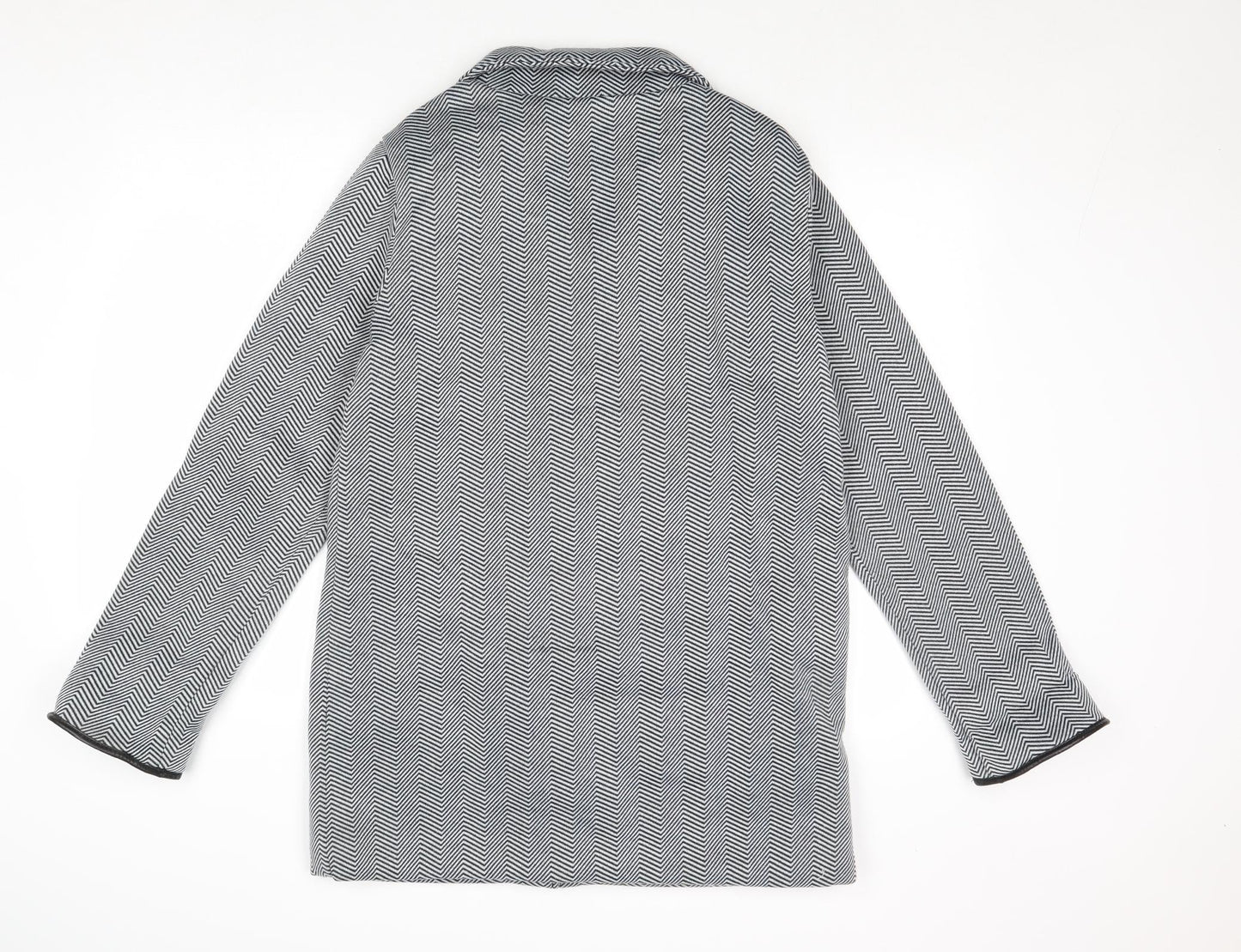 Anne De Lancay Womens Grey Geometric Jacket Size 10 Button