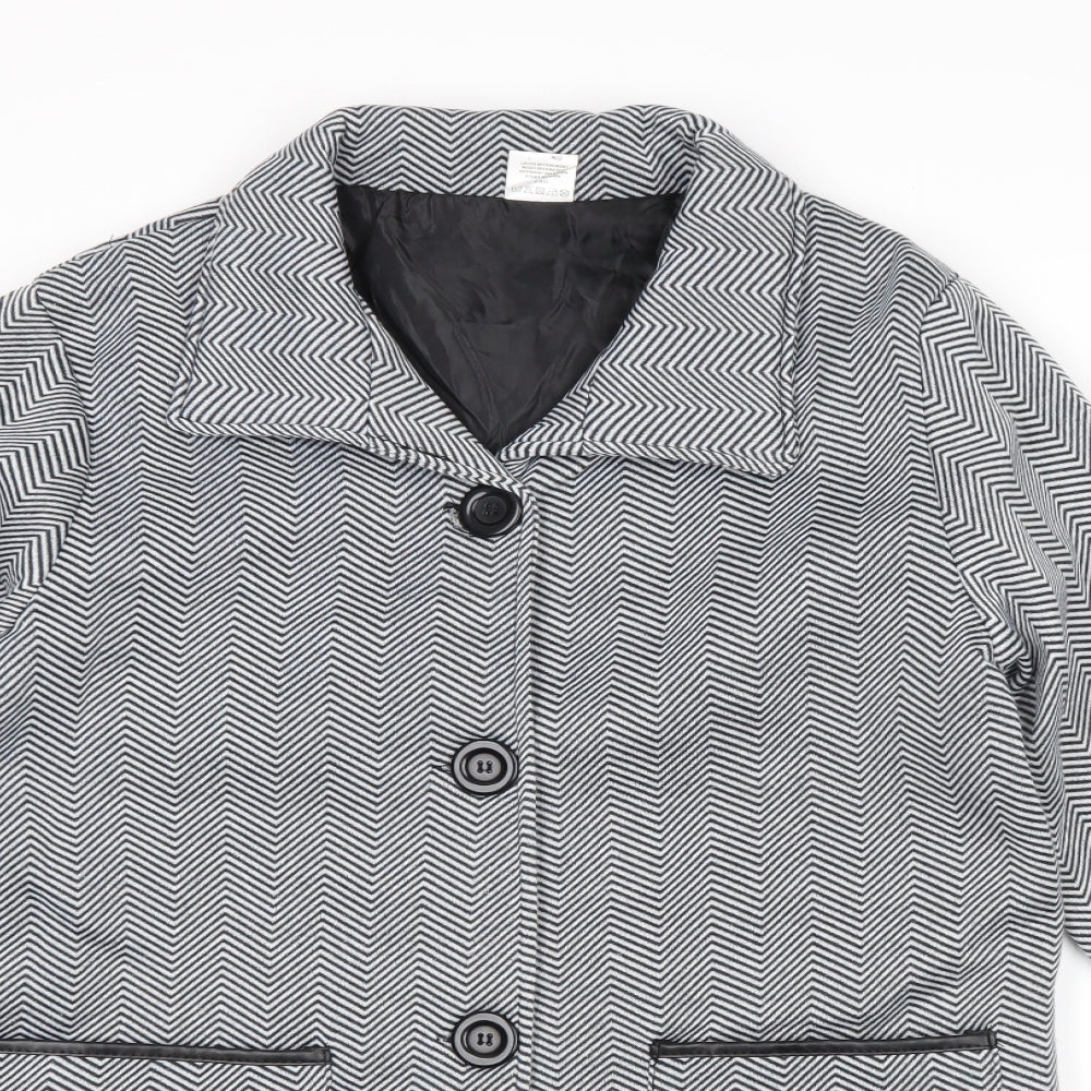 Anne De Lancay Womens Grey Geometric Jacket Size 10 Button