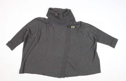 Episode Womens Grey Roll Neck Acrylic Cardigan Jumper Size S