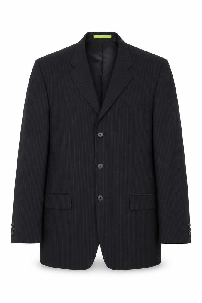 Burton Mens Black Striped Polyester Jacket Suit Jacket Size 40 Regular