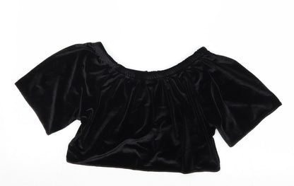 Missguided Womens Black Polyester Cropped Tank Size 6 Round Neck