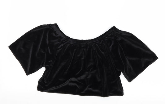 Missguided Womens Black Polyester Cropped Tank Size 6 Round Neck