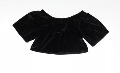 Missguided Womens Black Polyester Cropped Tank Size 6 Round Neck
