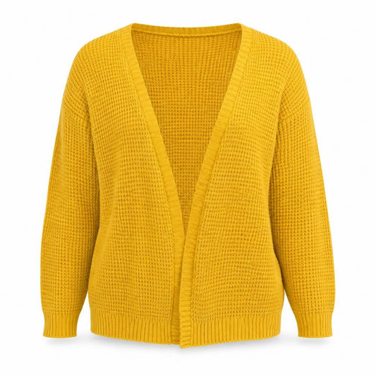 Boohoo Womens Yellow V-Neck Acrylic Cardigan Jumper Size S