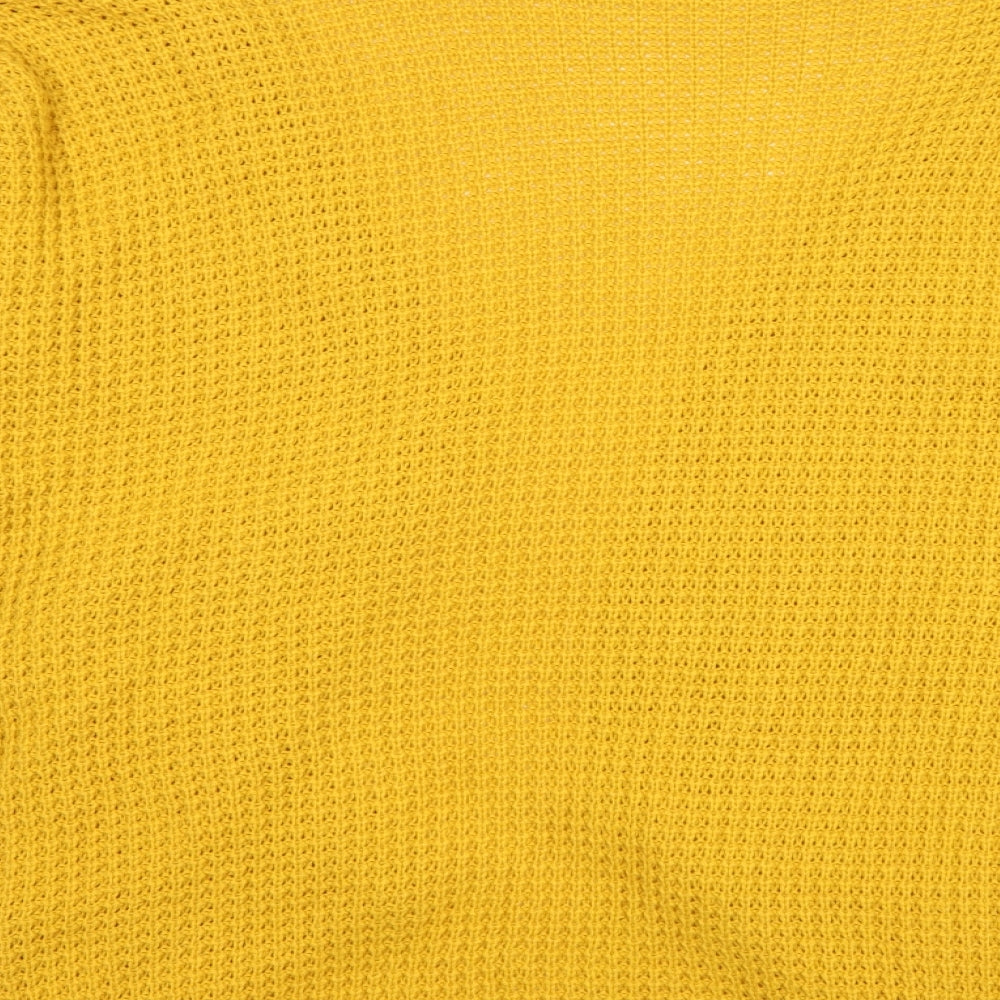 Boohoo Womens Yellow V-Neck Acrylic Cardigan Jumper Size S