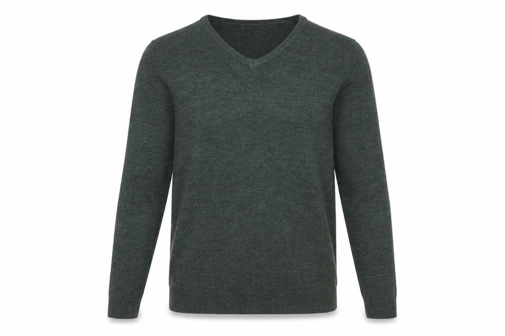 Marks & Spencer Mens Green V-Neck Acrylic Pullover Jumper Size M Long Sleeve
