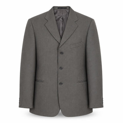 Zantos Mens Grey Striped Polyester Jacket Suit Jacket Size 40 Regular