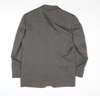 Zantos Mens Grey Striped Polyester Jacket Suit Jacket Size 40 Regular